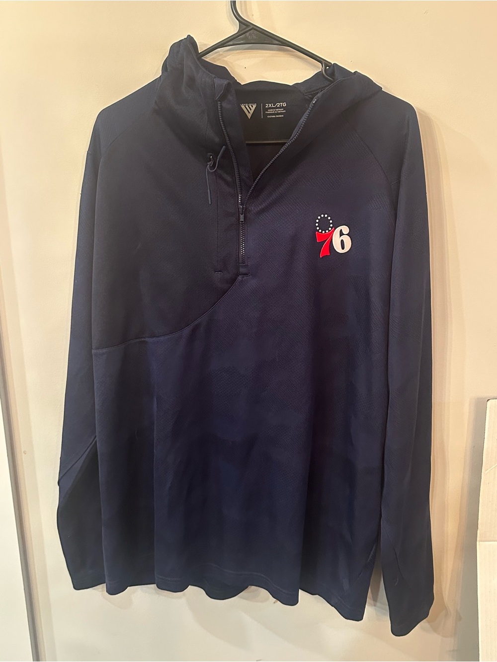 Men's Levelwear Navy Philadelphia 76ers Fuze Jacquard Camo Raglan Quarter-Zip up